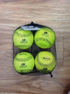 Markwort Set Of Optic Yellow 12" Weighted Leather Training Softballs